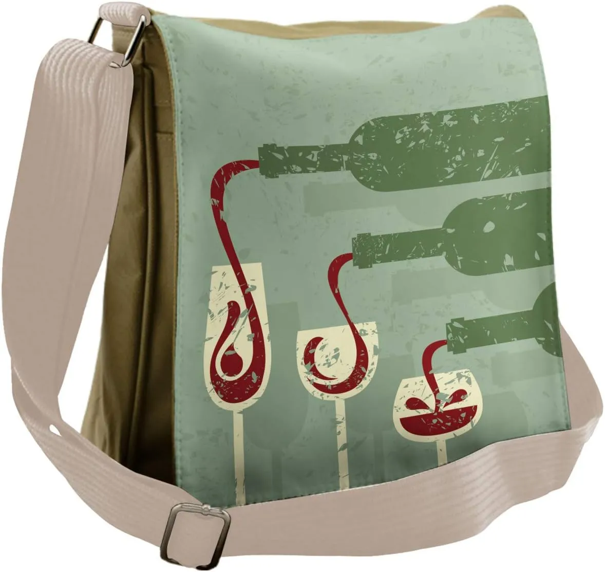 Ambesonne Wine Messenger Bag, Grunge Retro Wine Pouring, Unisex Cross-body