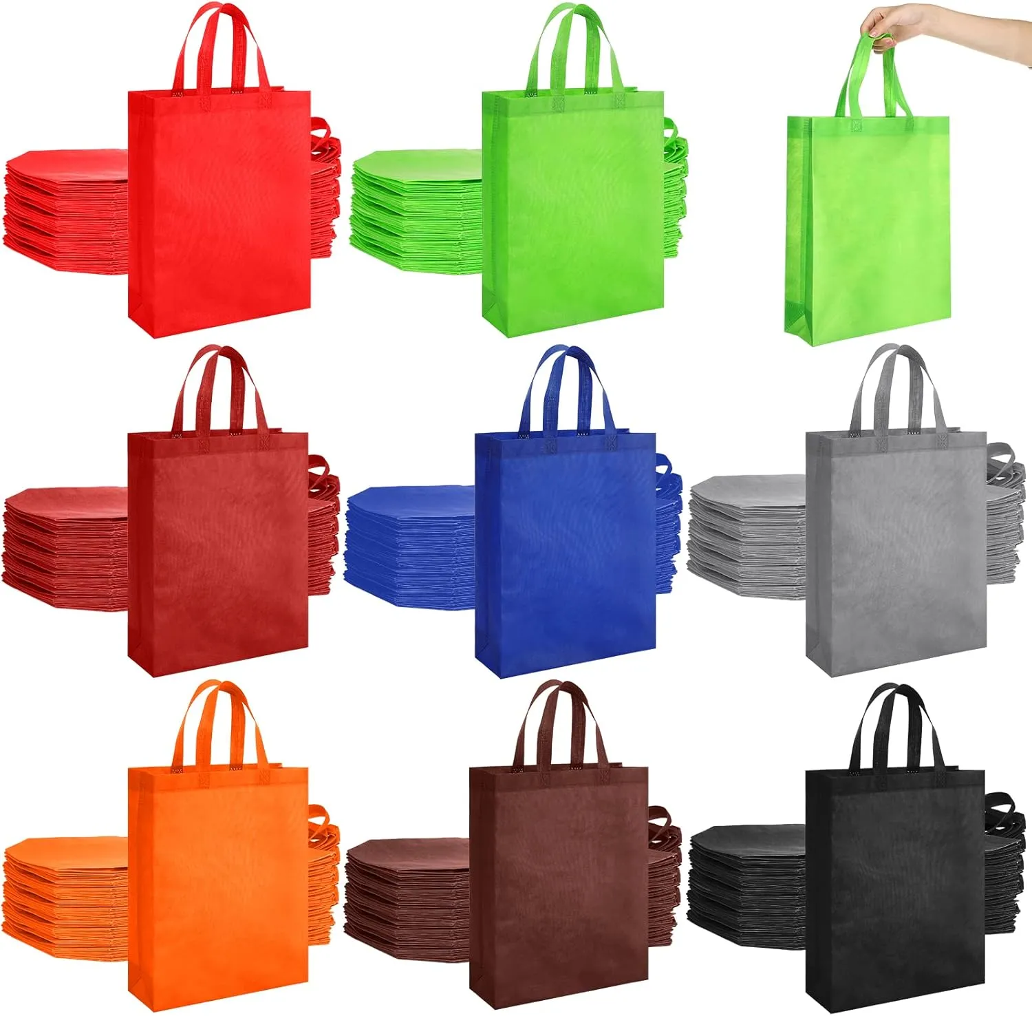 Amylove 80 Pcs Non Woven Tote Bags Bulk Large Reusable Gift Bag Reusable Grocery Bags