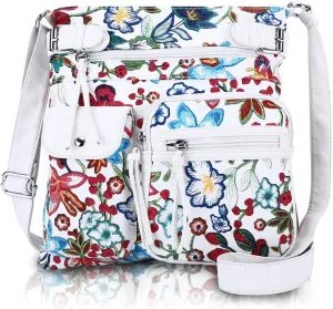 Angel Kiss Crossbody Bags for Women Washed Leather Shoulder Bags Multi Pocket Soft Hobo Purses and Medium Handbags