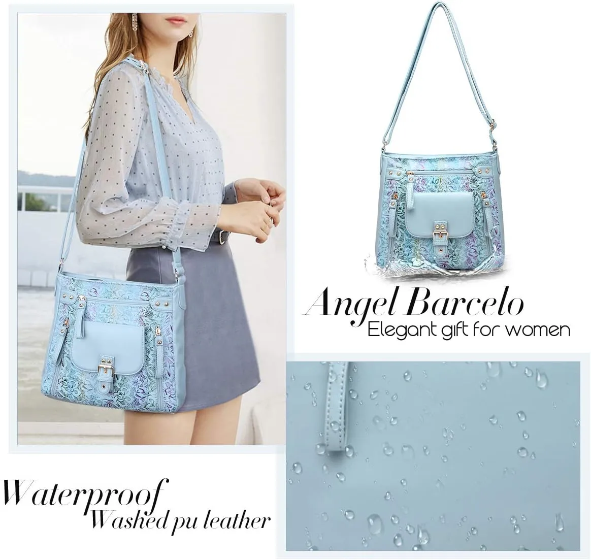Angel Kiss Crossbody Bags Shoulder Bags and Handbags for Women Multi Pocket Daily Soft Hobo Purses Medium Size