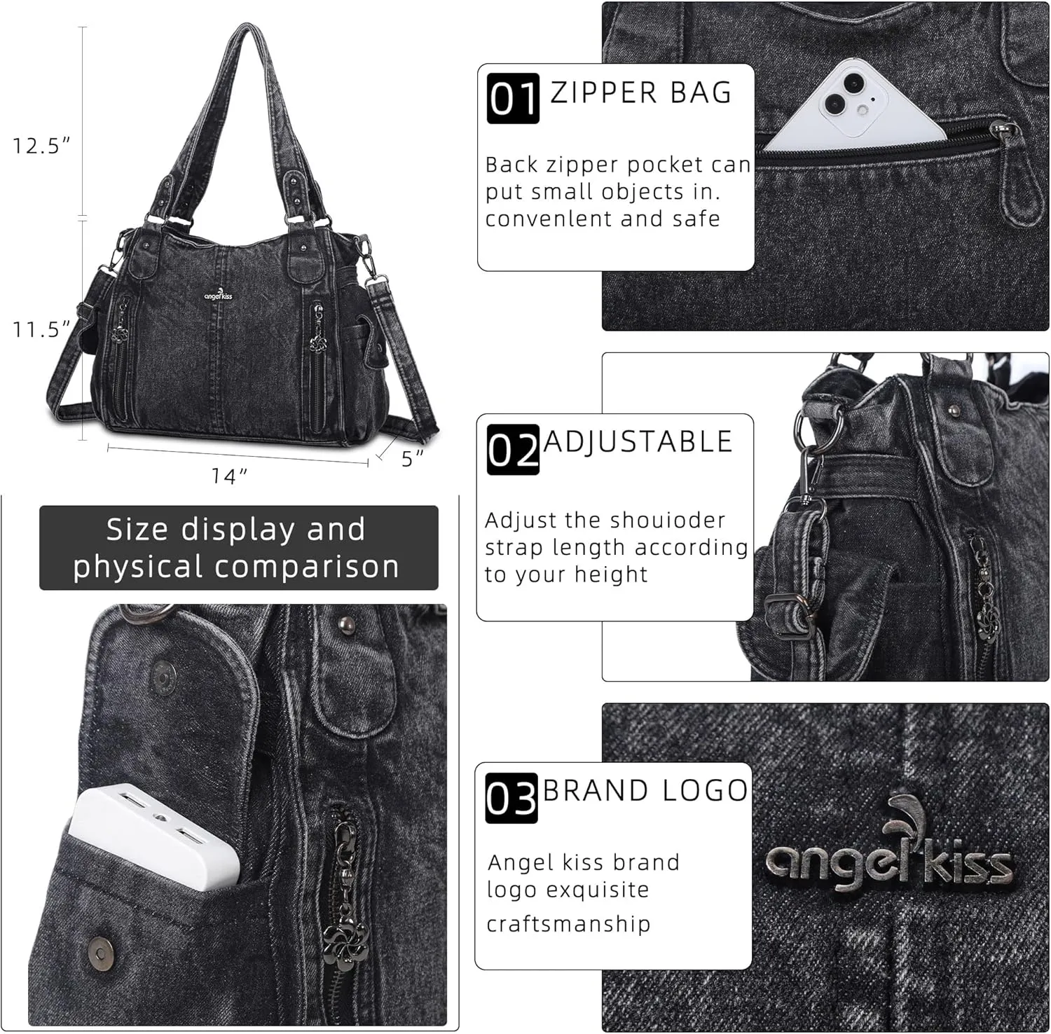 Angel Kiss Handbags for Womens Top-Handle Hobo Purse Roomy Casual Shoulder Bags PU Tote Satchel Purse for Women