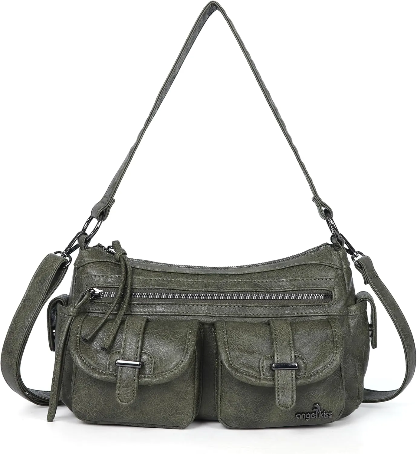 Angel Kiss Hobo Purses for Women Crossbody Shoulder Bag Ladies Multi Pocket Handbags with Adjustable Shoulder Strap