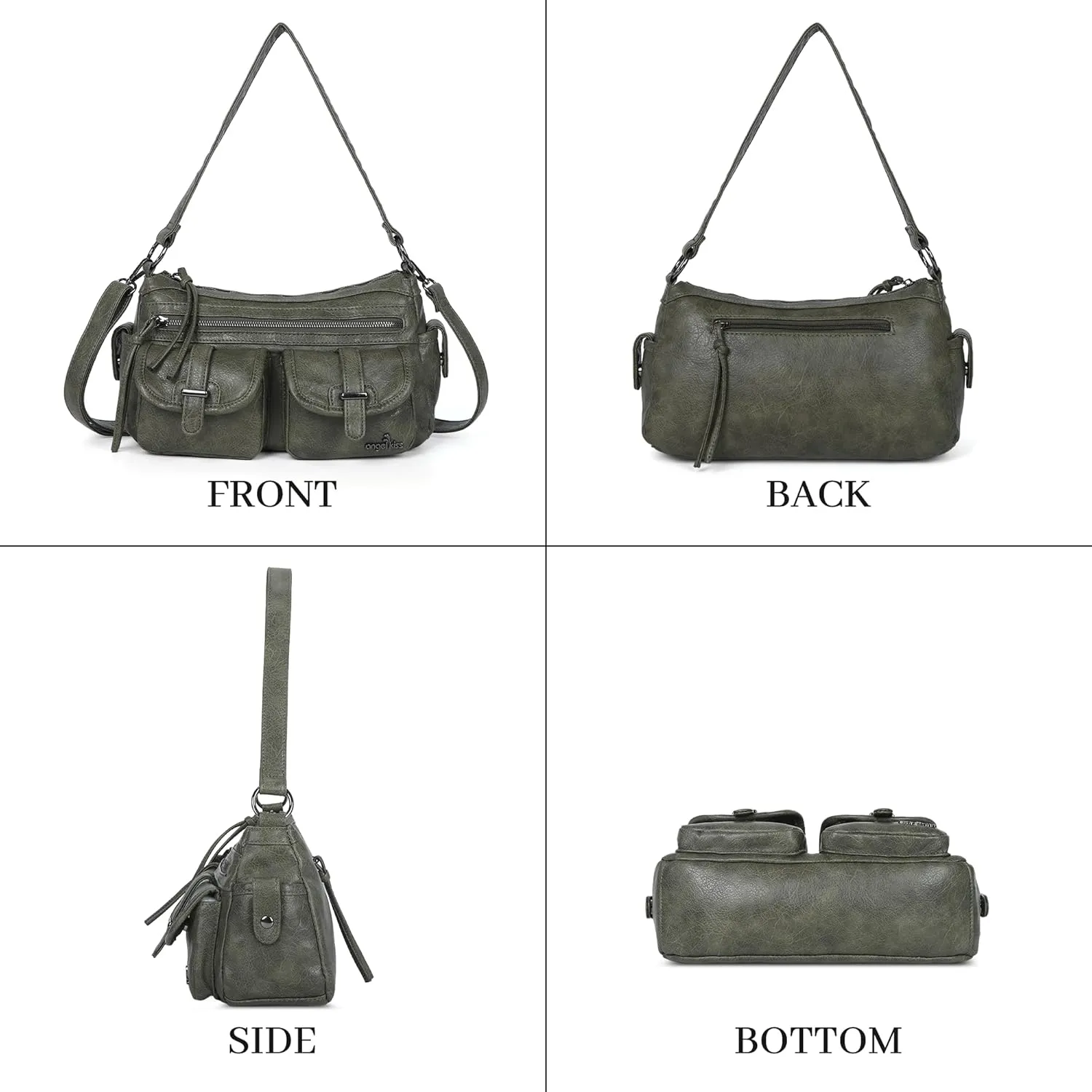Angel Kiss Hobo Purses for Women Crossbody Shoulder Bag Ladies Multi Pocket Handbags with Adjustable Shoulder Strap