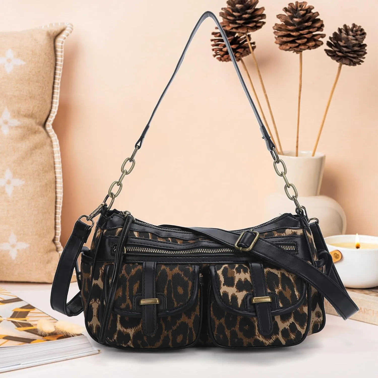 Angel Kiss Hobo Purses for Women Crossbody Shoulder Bag Ladies Multi Pocket Handbags with Adjustable Shoulder Strap