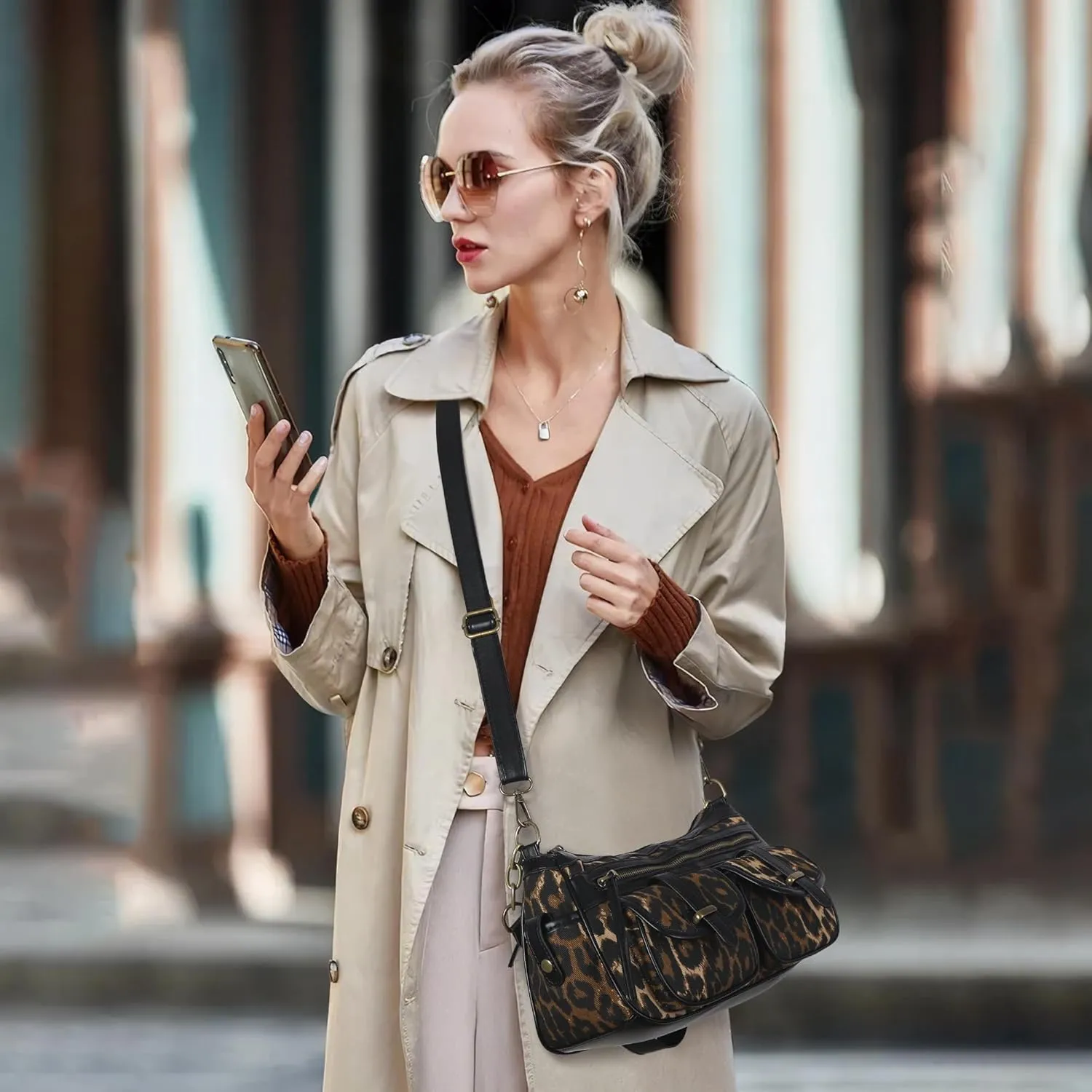 Angel Kiss Hobo Purses for Women Crossbody Shoulder Bag Ladies Multi Pocket Handbags with Adjustable Shoulder Strap