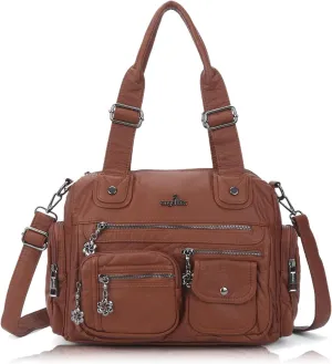 Angel Kiss Large Purses for Women Multi Pocket Hobo Handbag Ladies Tote Satchel Bag Soft Leather Shoulder Bag