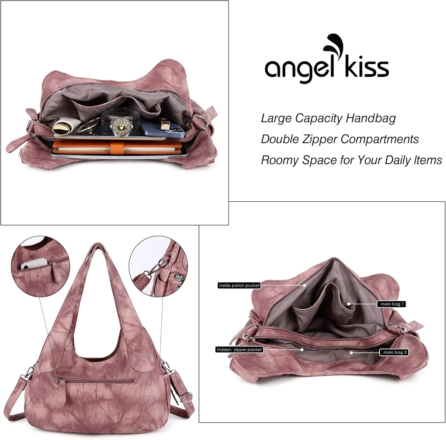 Angelkiss Hobo Purses and handbags for Women Satchel Handbag Women Purses Large Daily Shoulder Bags