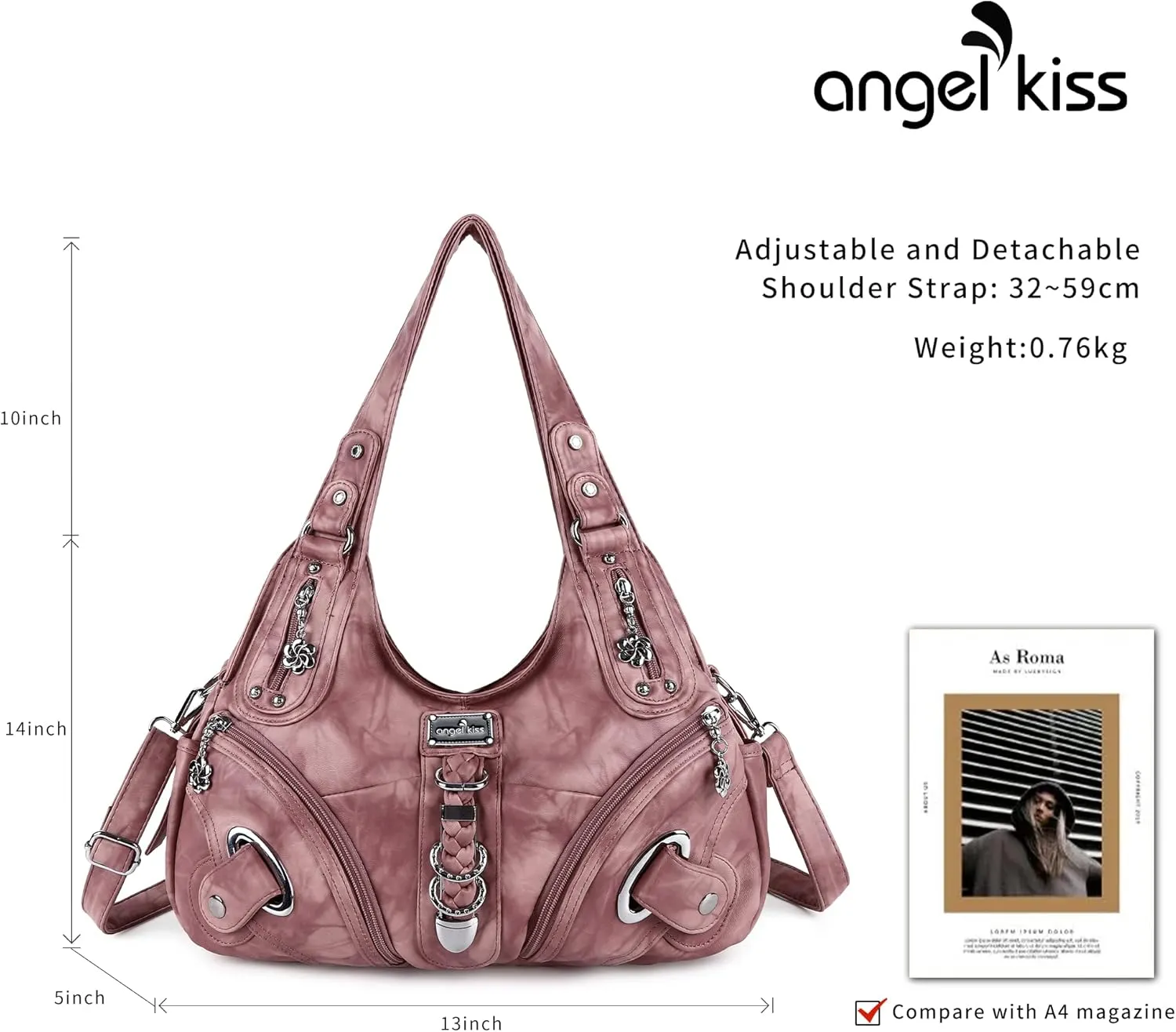 Angelkiss Hobo Purses and handbags for Women Satchel Handbag Women Purses Large Daily Shoulder Bags