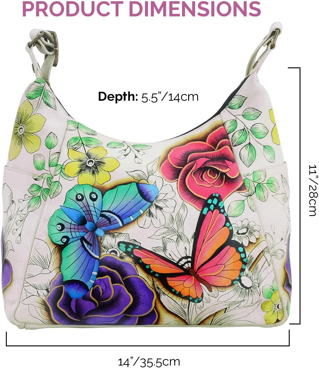 Anna By Anuschka Handpainted Large Multi Pocket Hobo