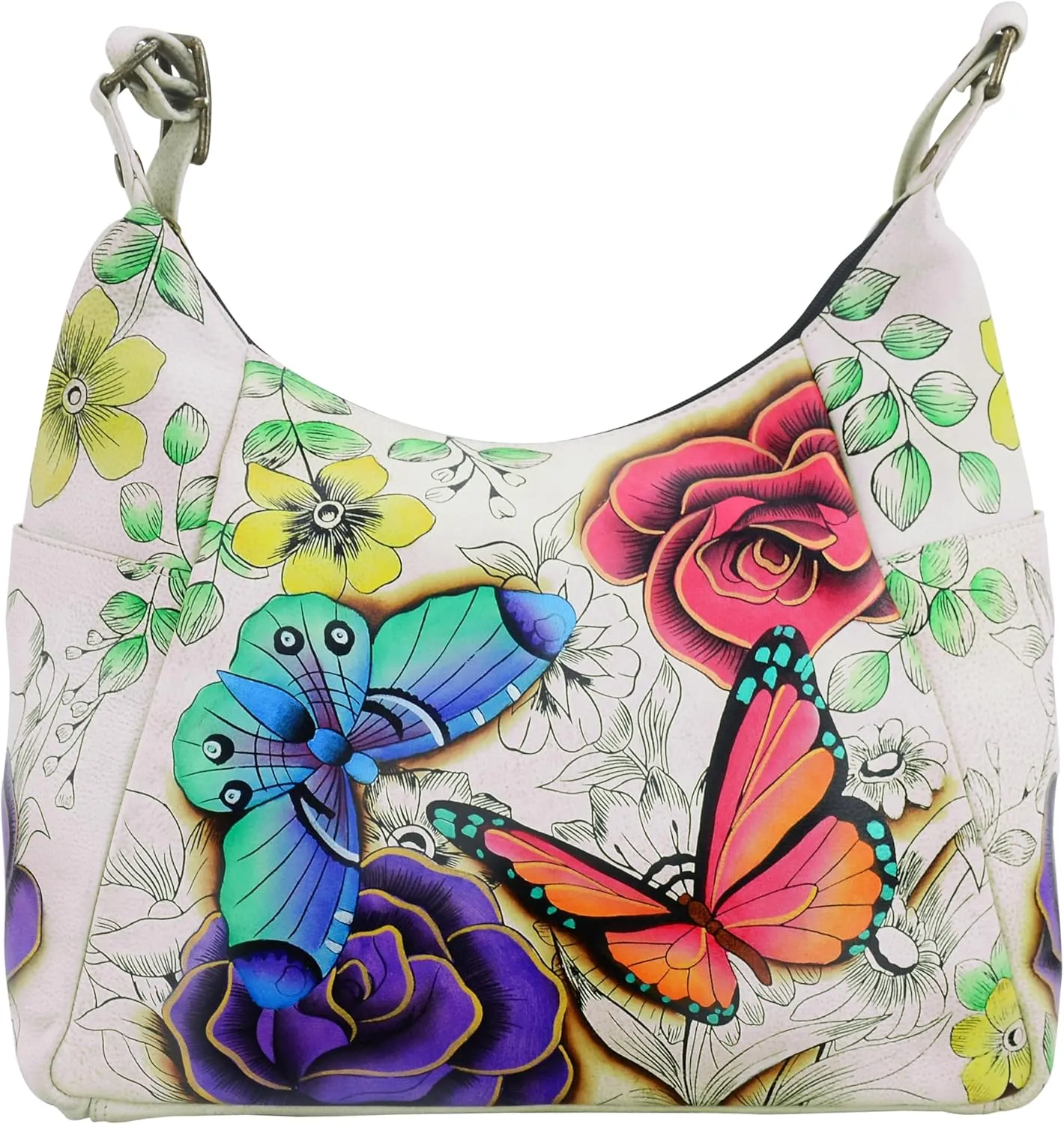 Anna By Anuschka Handpainted Large Multi Pocket Hobo