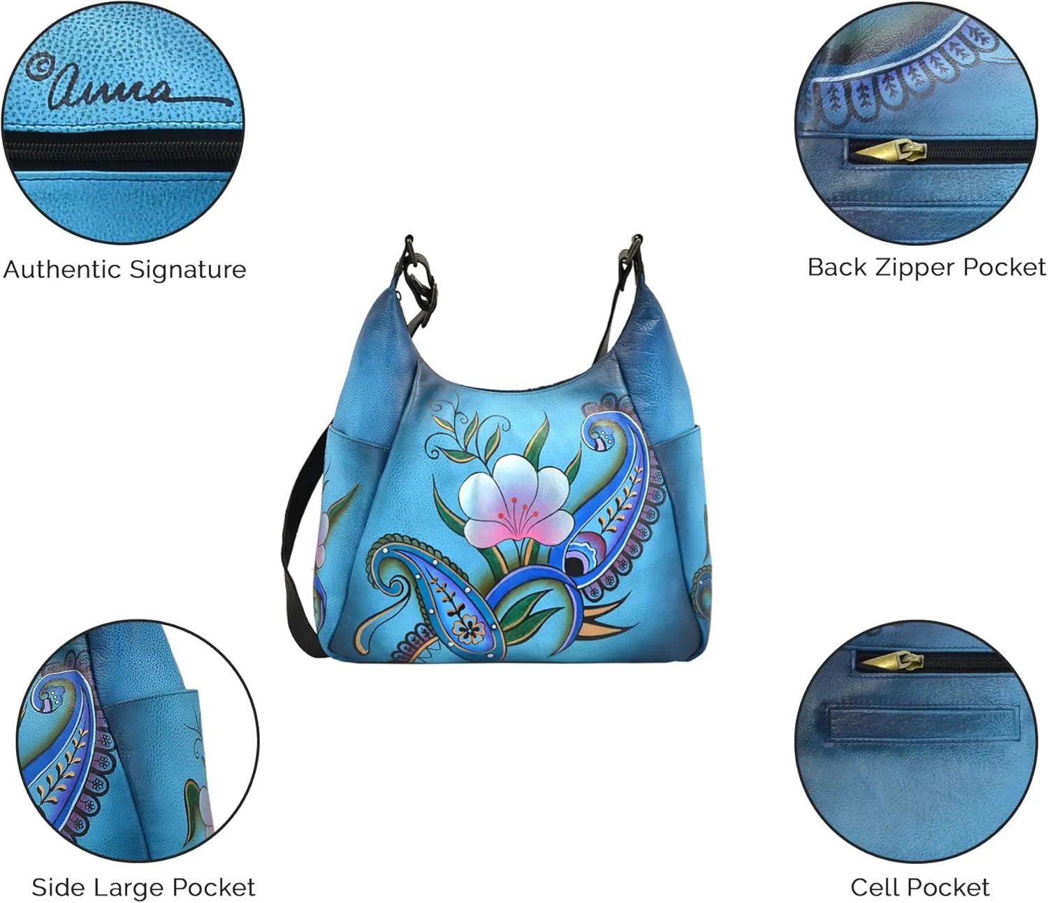 Anna By Anuschka Handpainted Large Multi Pocket Hobo
