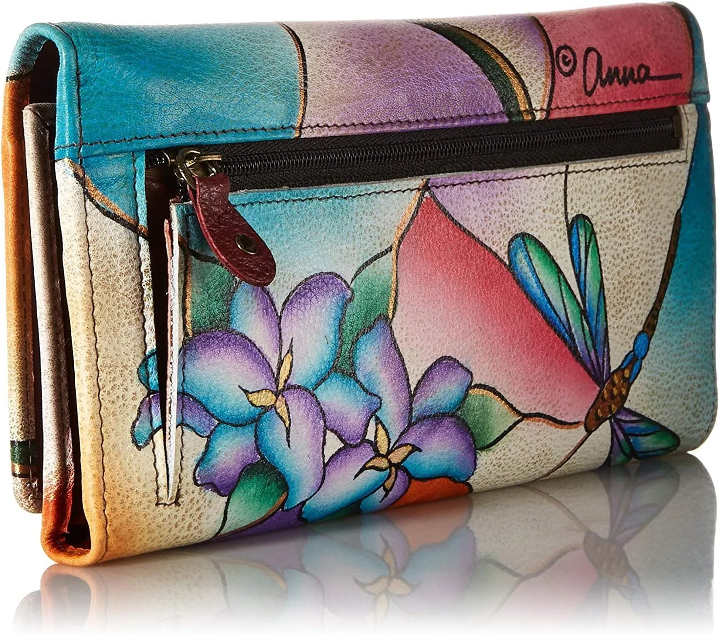 Anna by Anuschka Women's Hand Painted Genuine Leather Multi Pocket Wallet