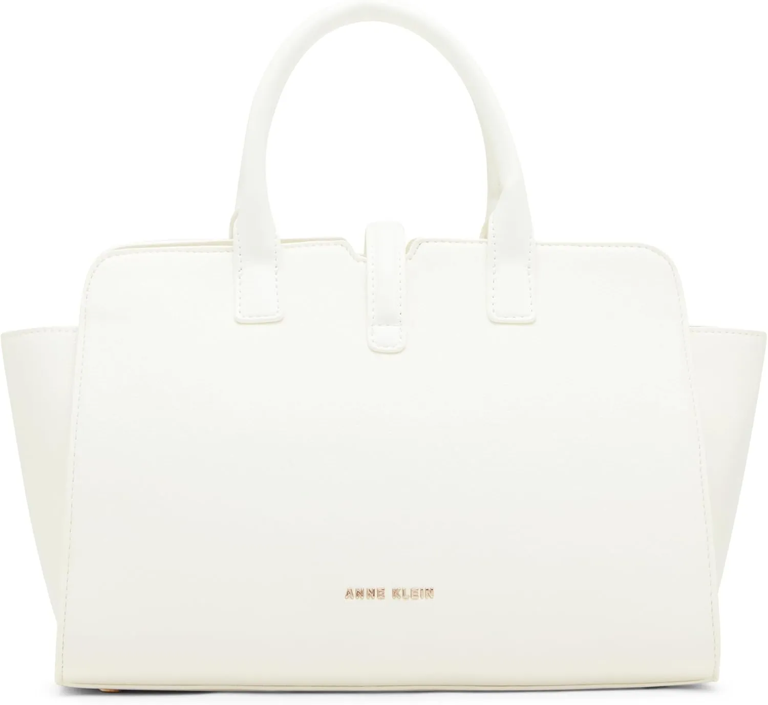 Anne Klein Sculpted Buckle Satchel with Convertible Strap