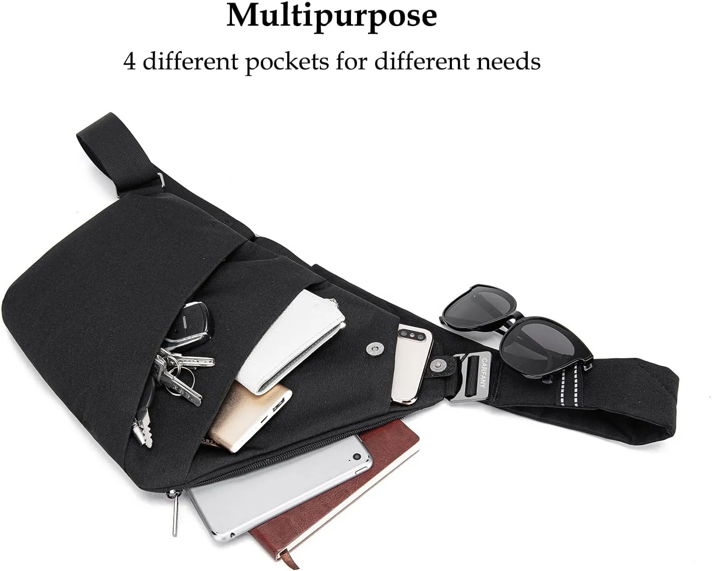 Anti-Theft Crossbody Sling Bag Unisex Slim Water Resistant Shoulder Bag Outdoor Casual Hiking Daypack