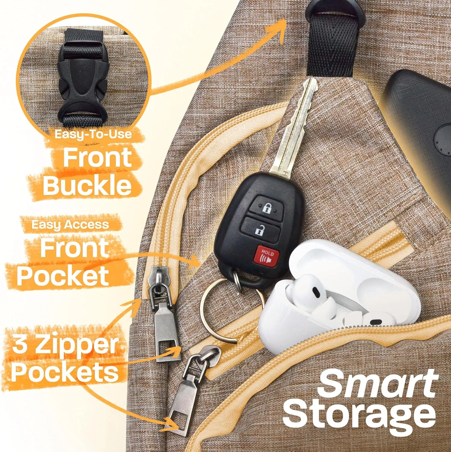 Anti-Theft Daypack Crossbody Sling Backpack, USB Charging Connector Port, Lightweight Day Pack for Travel, Hiking, Everyday, Regular, Amethyst Swirl