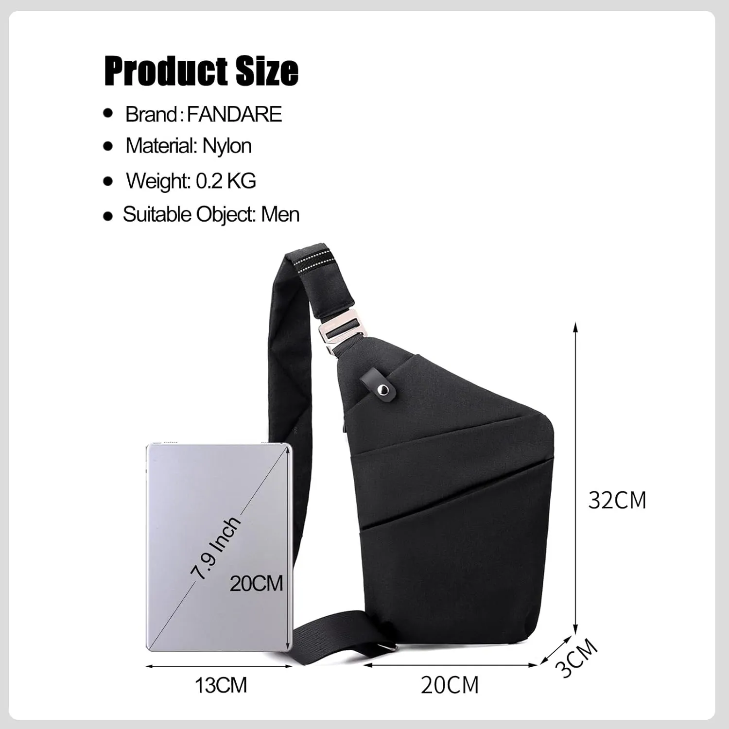 Anti-Theft Sling Bags Chest Shoulder Backpack Crossbody Bags Cover Pack Rucksack Crossbody Bag for Men Women Travel Hiking Bicycle Sport Gym Daypacks NylonBlack B