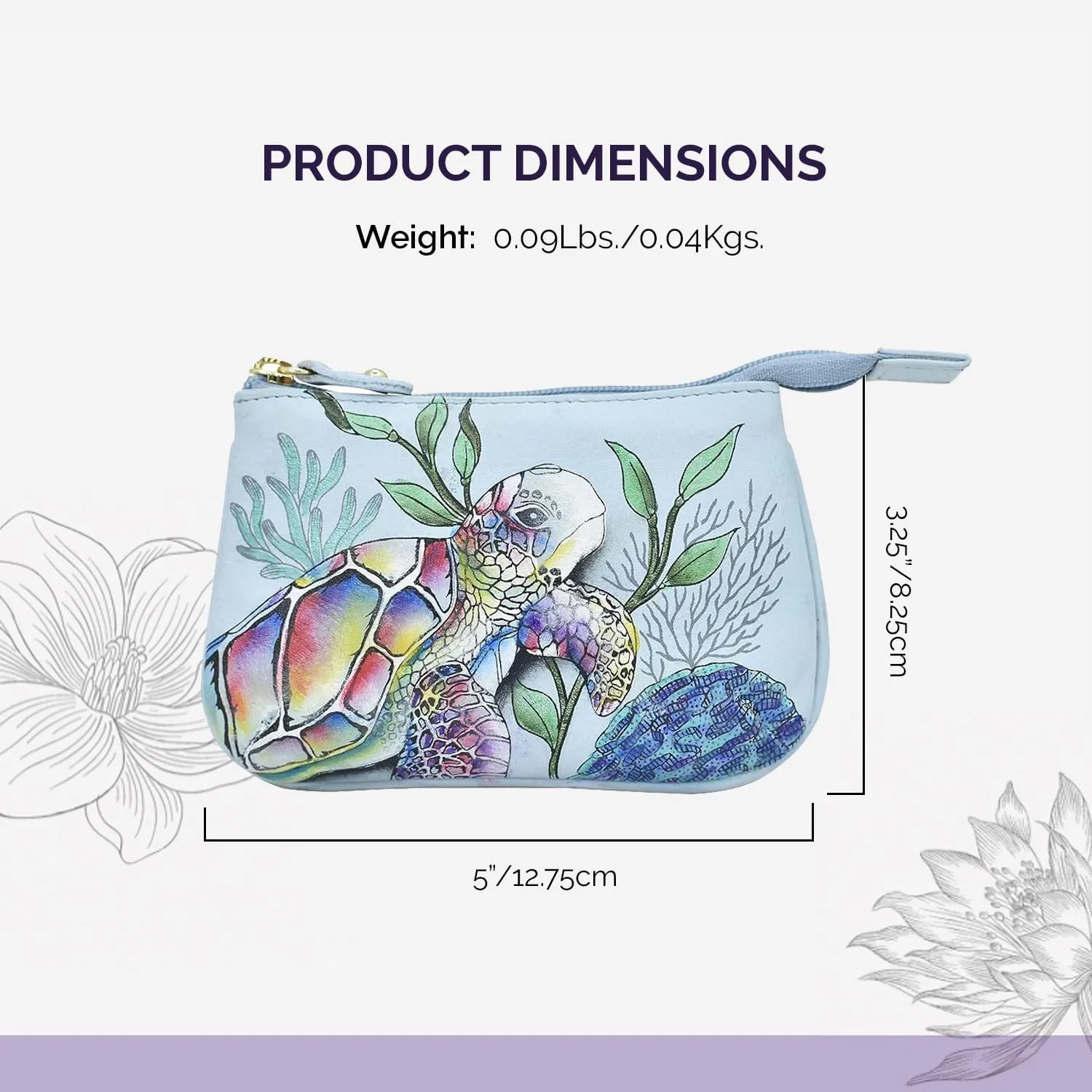 Anuschka Women’s Hand-Painted Genuine Leather Medium Zip Pouch - Coin and Key Pouch - Zippered, 2 Key Fobs