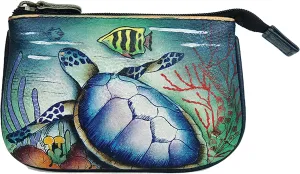 Anuschka Women’s Hand-Painted Genuine Leather Medium Zip Pouch - Coin and Key Pouch - Zippered, 2 Key Fobs