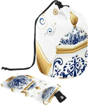 Arabian Tea Kettle Cosmetic Bag with Mini Zipper Pouch Travel Toiletry Bag for Women Drawstring Makeup Organizer Portable Barrel Bag