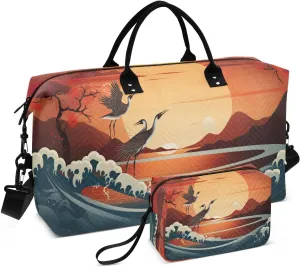 Asian Holiday Travel Duffel Bag with Toiletry Bag Weekender Bag for Carry on Sports Gym Bag for Weekend Travel Gym