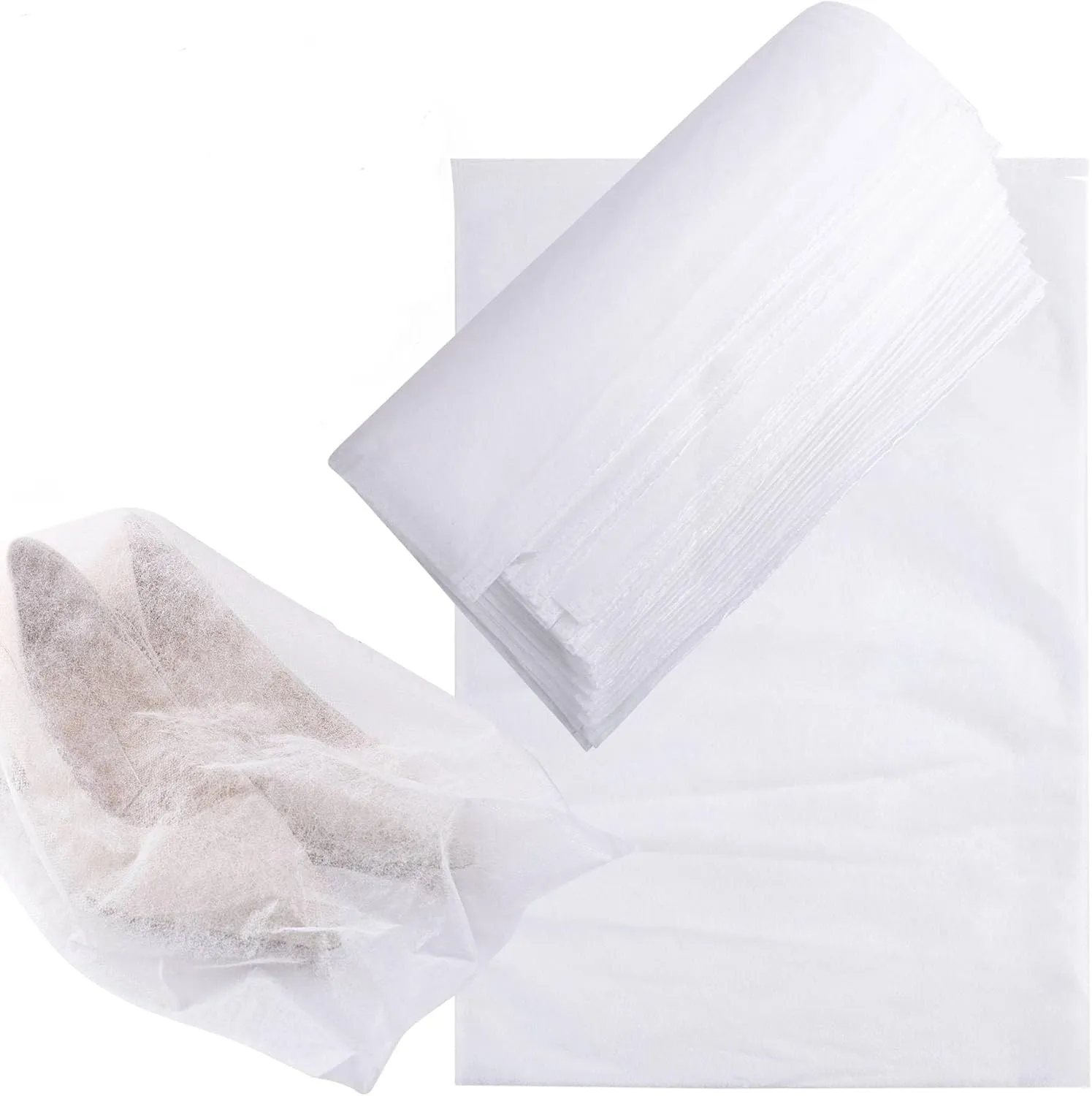 AUEAR, 200 Pack Shoe Bag Drawstring Storage Non Woven Fabric Covers with Rope for Travel 11.81 x 15.75 Inch White