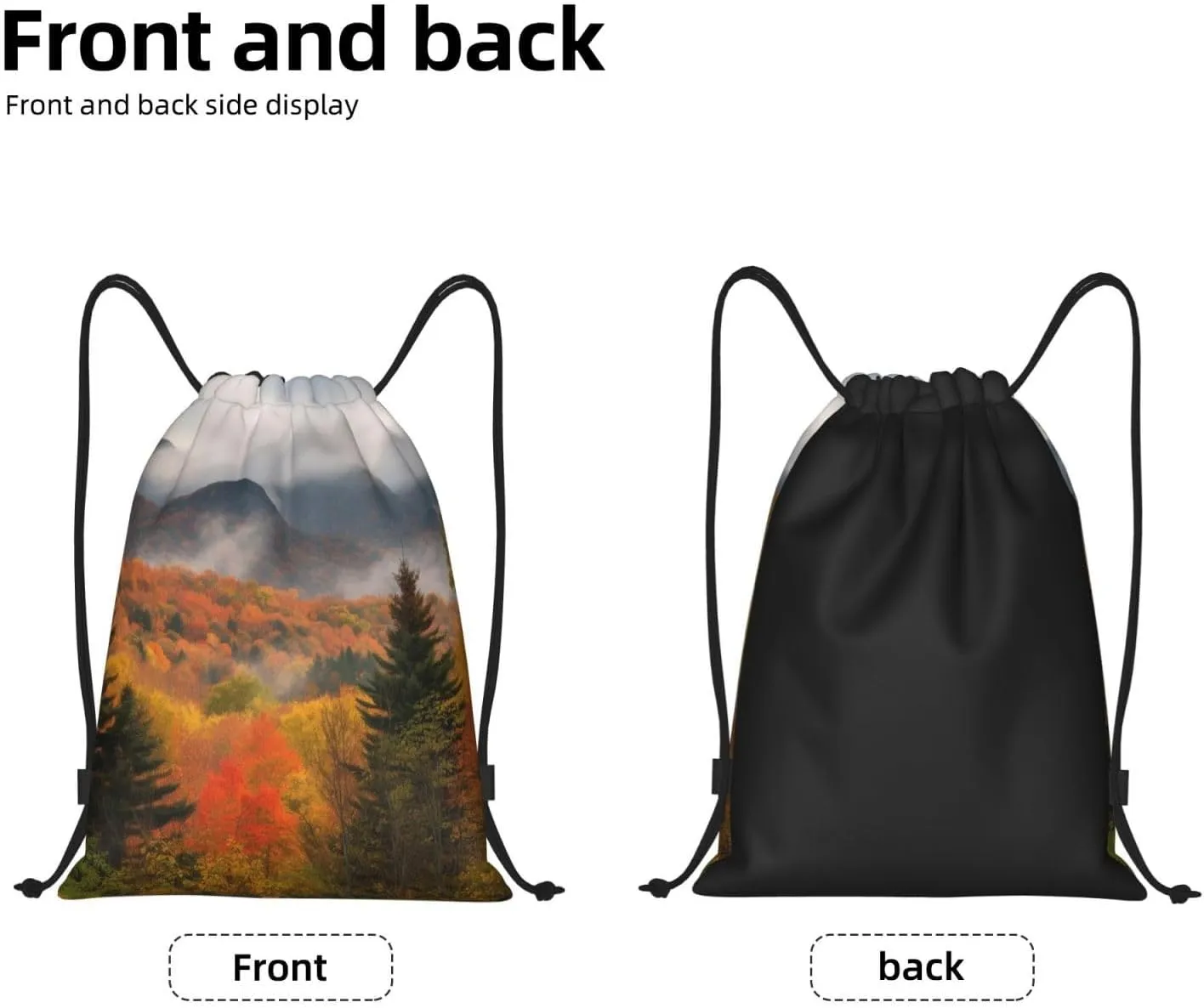 Autumn Foliage Mountains Drawstring Backpack for Men Women Sports Sackpack Waterproof Gym Sack Draw String Cinch Bags Medium