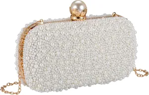 Ayliss Pearl Clutch Purses for Women Wedding Bridal Evening Small Clutch Crossbody Handbag Full Beaded Parites Prom