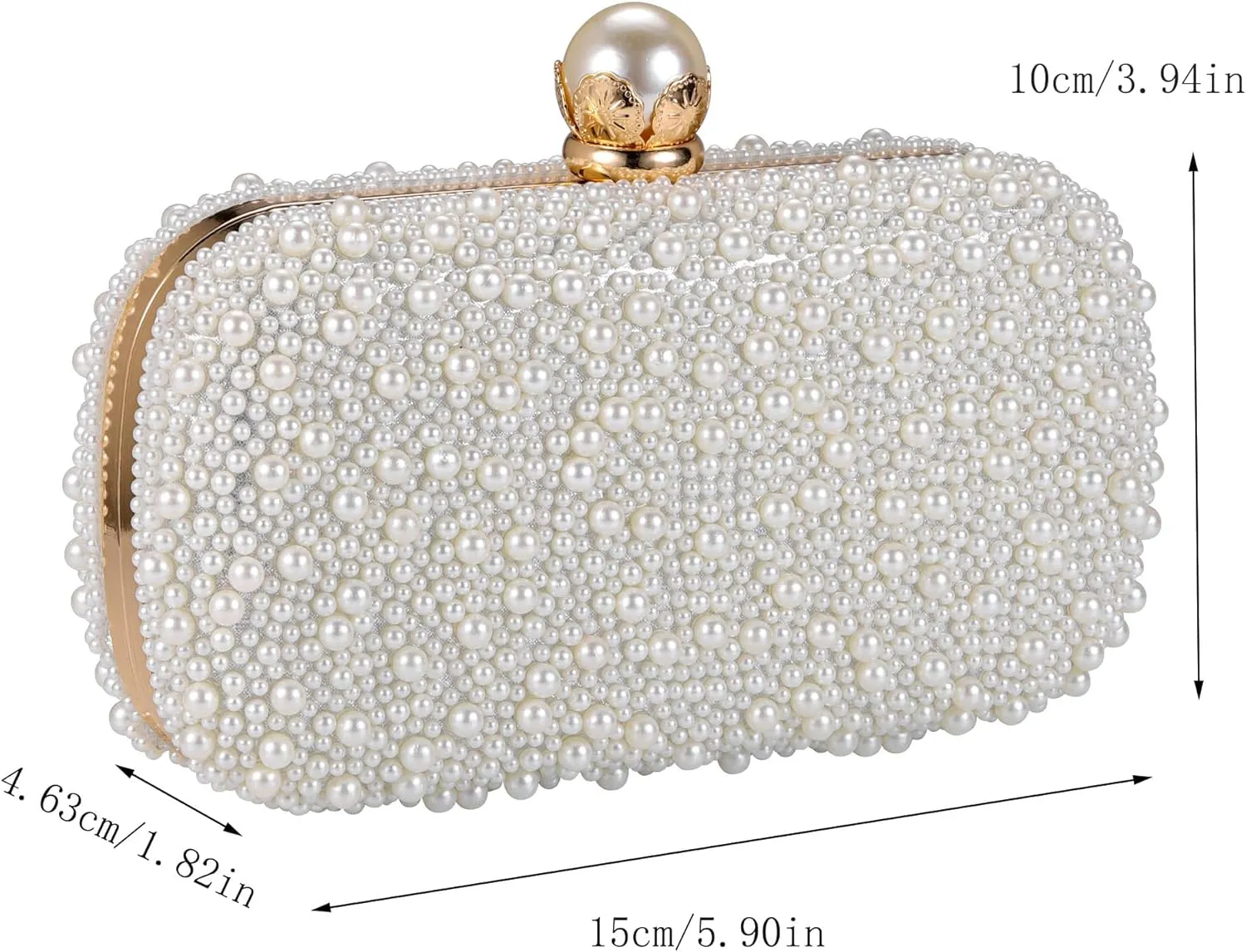 Ayliss Pearl Clutch Purses for Women Wedding Bridal Evening Small Clutch Crossbody Handbag Full Beaded Parites Prom