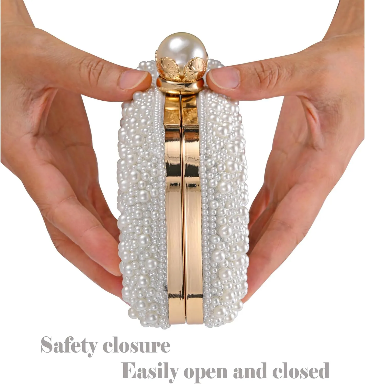 Ayliss Pearl Clutch Purses for Women Wedding Bridal Evening Small Clutch Crossbody Handbag Full Beaded Parites Prom