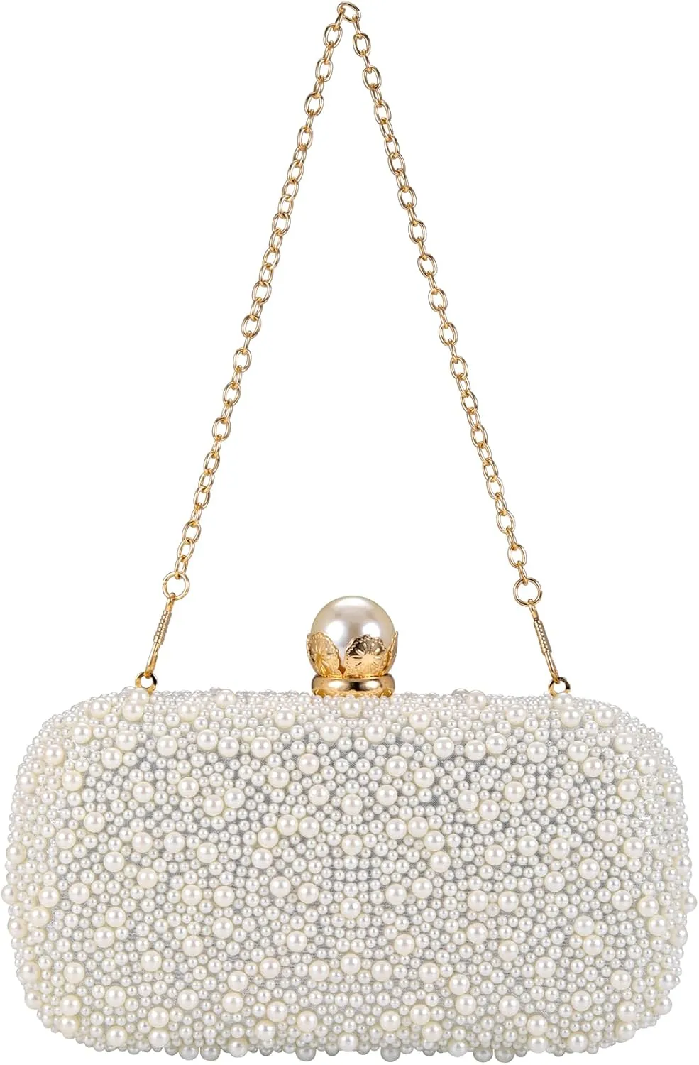 Ayliss Pearl Clutch Purses for Women Wedding Bridal Evening Small Clutch Crossbody Handbag Full Beaded Parites Prom