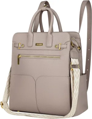 Backpack Purse for Women PU Leather Travel Backpack, 4 in 1 Designer Convertible Backpack Purse with Removable Strap (Beige)