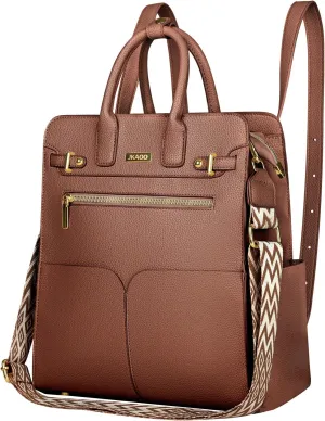 Backpack Purse for Women PU Leather Travel Backpack, 4 in 1 Designer Convertible Backpack Purse with Removable Strap (Brown)