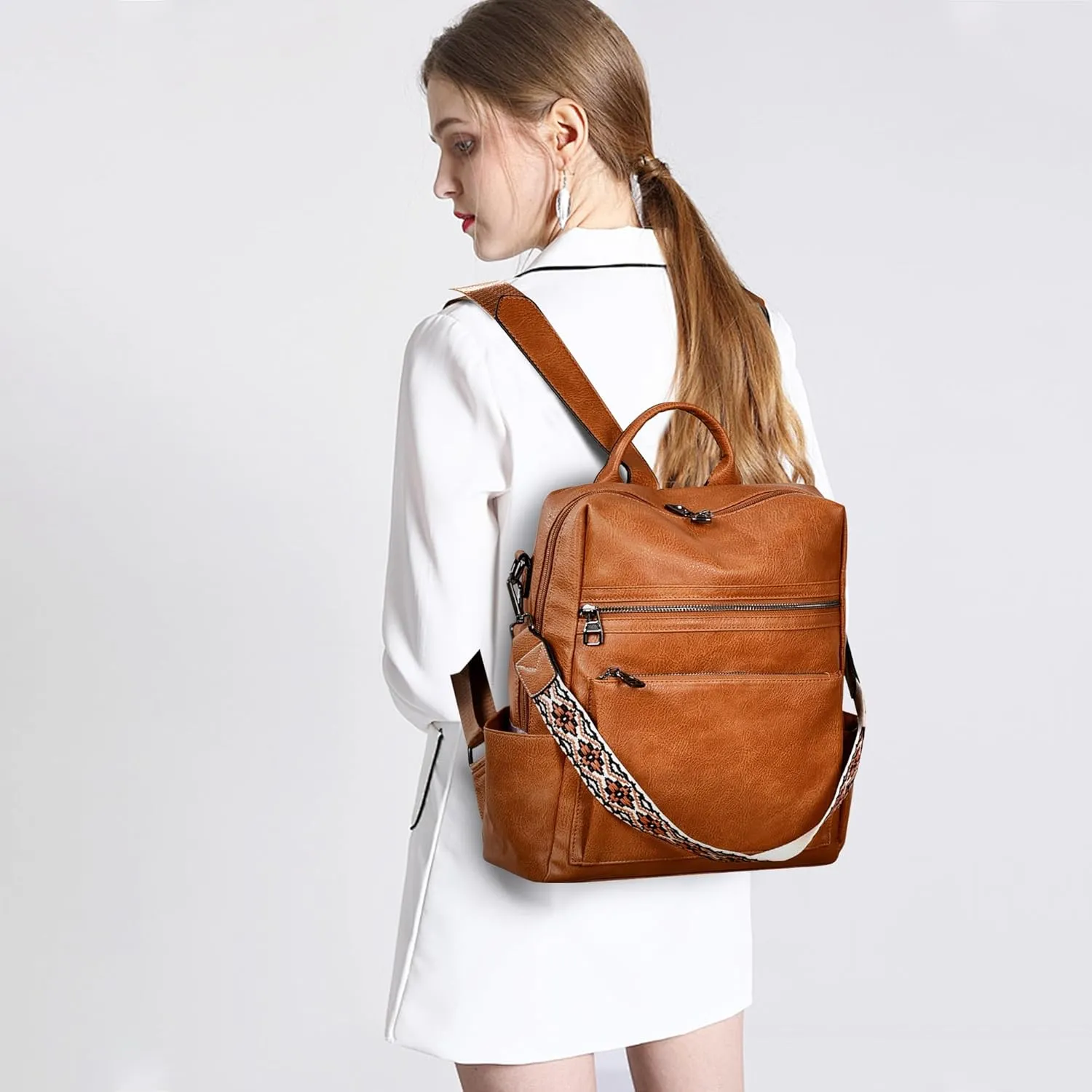 Backpack Purse for Women Pu Leather Travel Backpack Fashion Designer Shoulder Bag Ladies Convertible Handbags