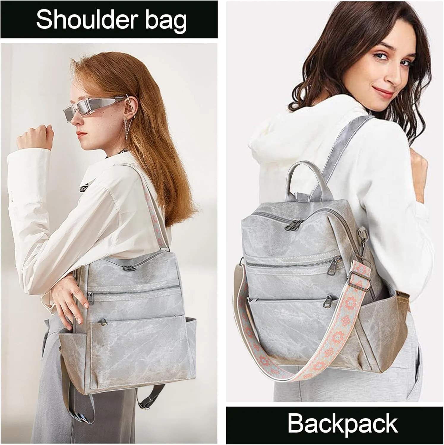 Backpack Purse for Women Pu Leather Travel Backpack Fashion Designer Shoulder Bag Ladies Convertible Handbags