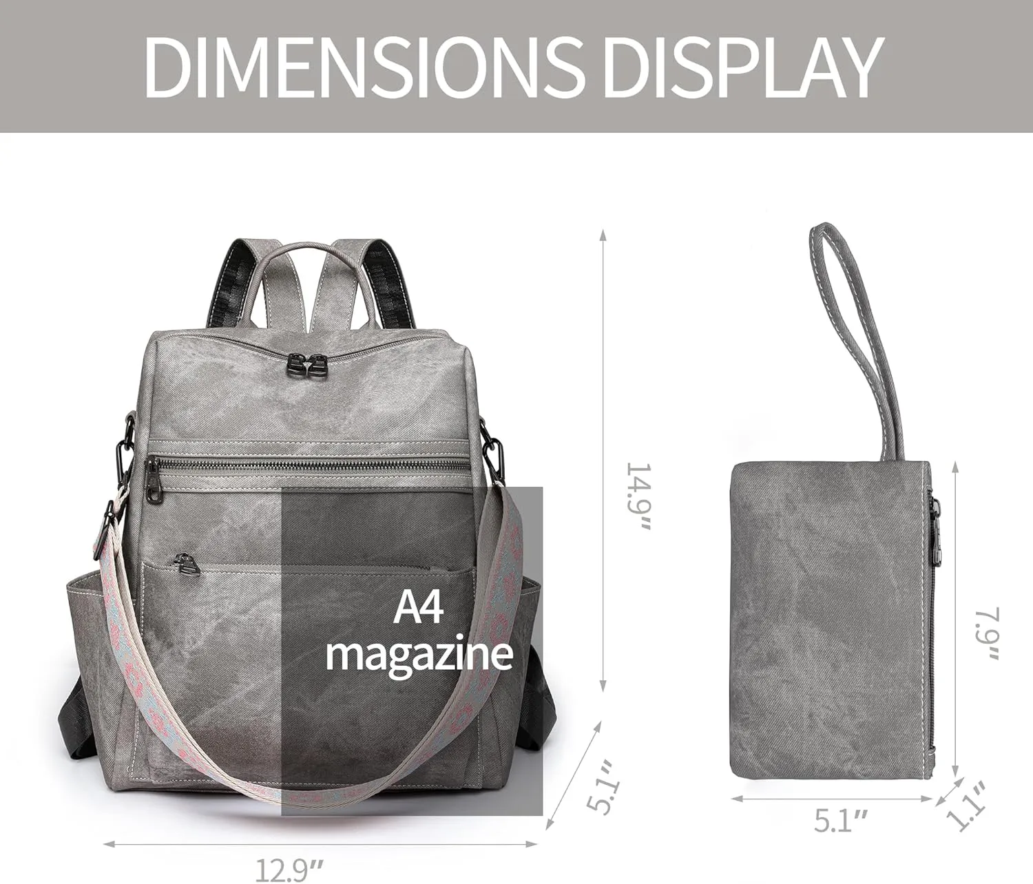 Backpack Purse for Women Pu Leather Travel Backpack Fashion Designer Shoulder Bag Ladies Convertible Handbags