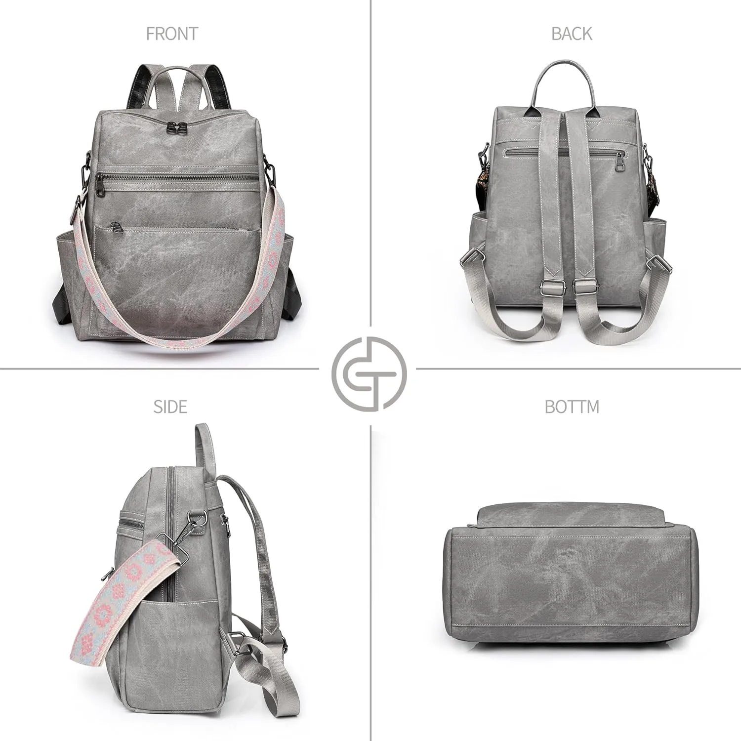 Backpack Purse for Women Pu Leather Travel Backpack Fashion Designer Shoulder Bag Ladies Convertible Handbags