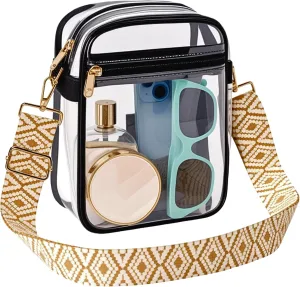 Bagenius Clear Bag for Stadium Events, Clear Purse with Removable Strap, Messenger Bag for Concert Work Sport Events