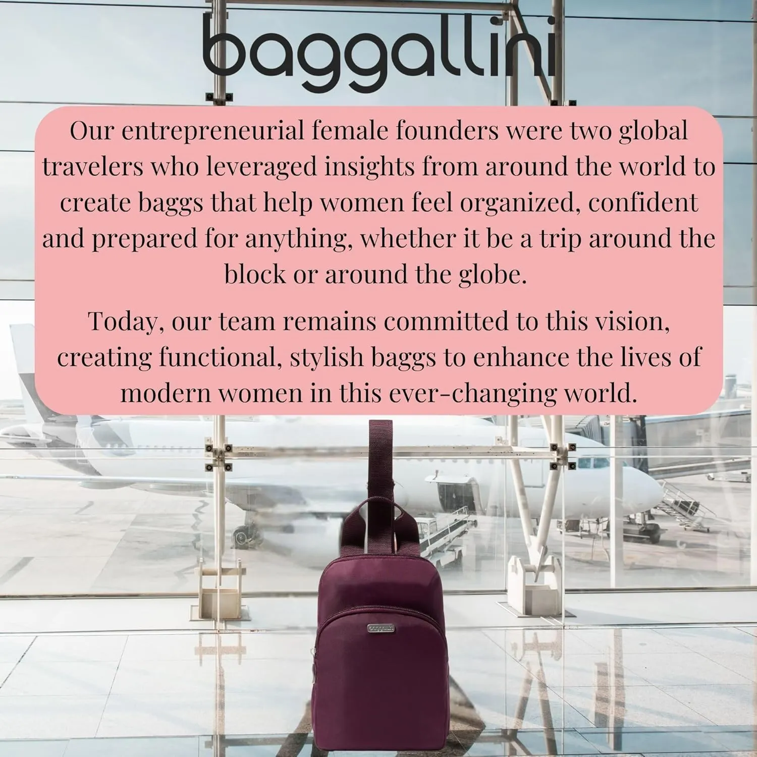 Baggallini Essential Small 12x7 Inch Sling Crossbody Bag with Convertible Adjustable Shoulder Strap