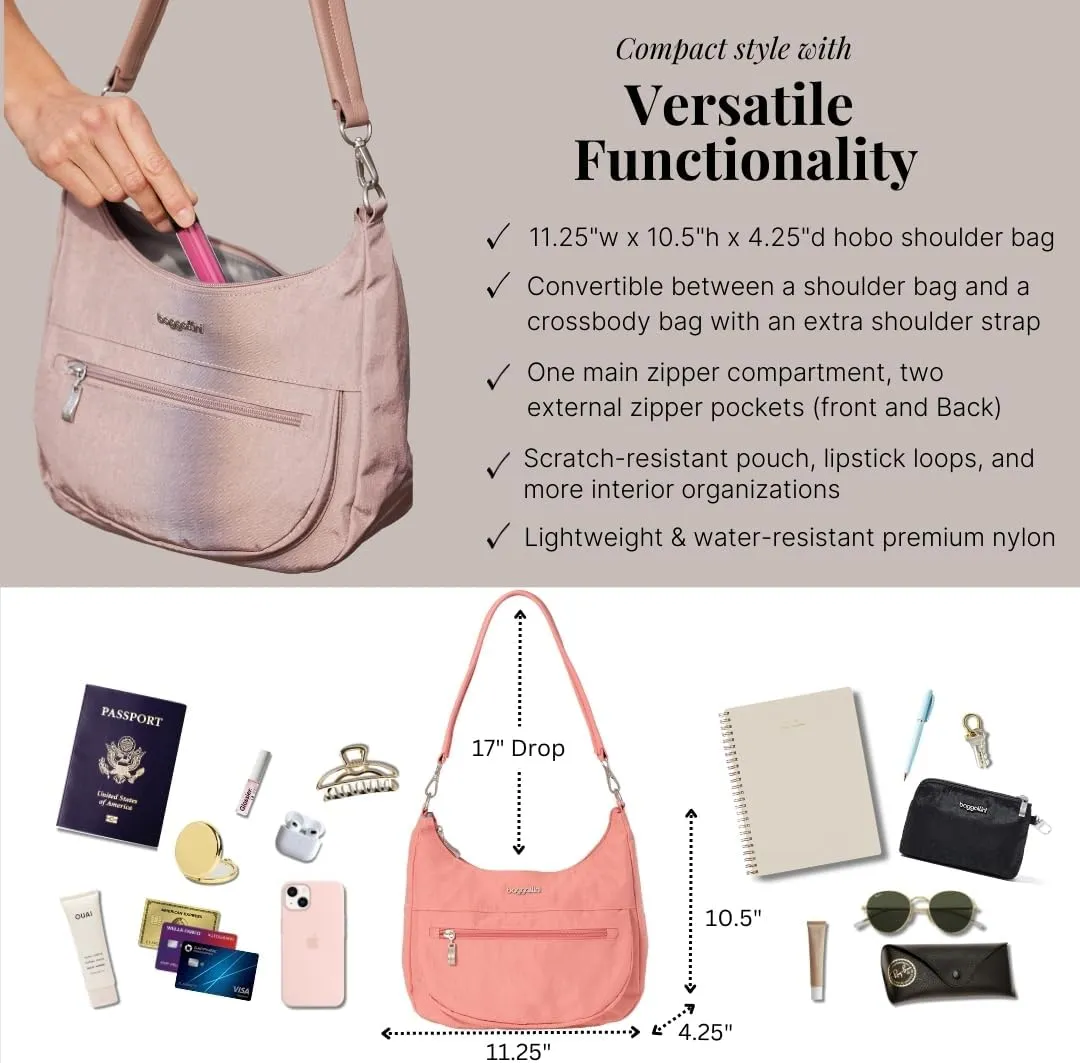 Baggallini Modern Pocket Half Moon 11"x10.5" Shoulder Women W/Replaceable Straps Converts to Crossbody Bag