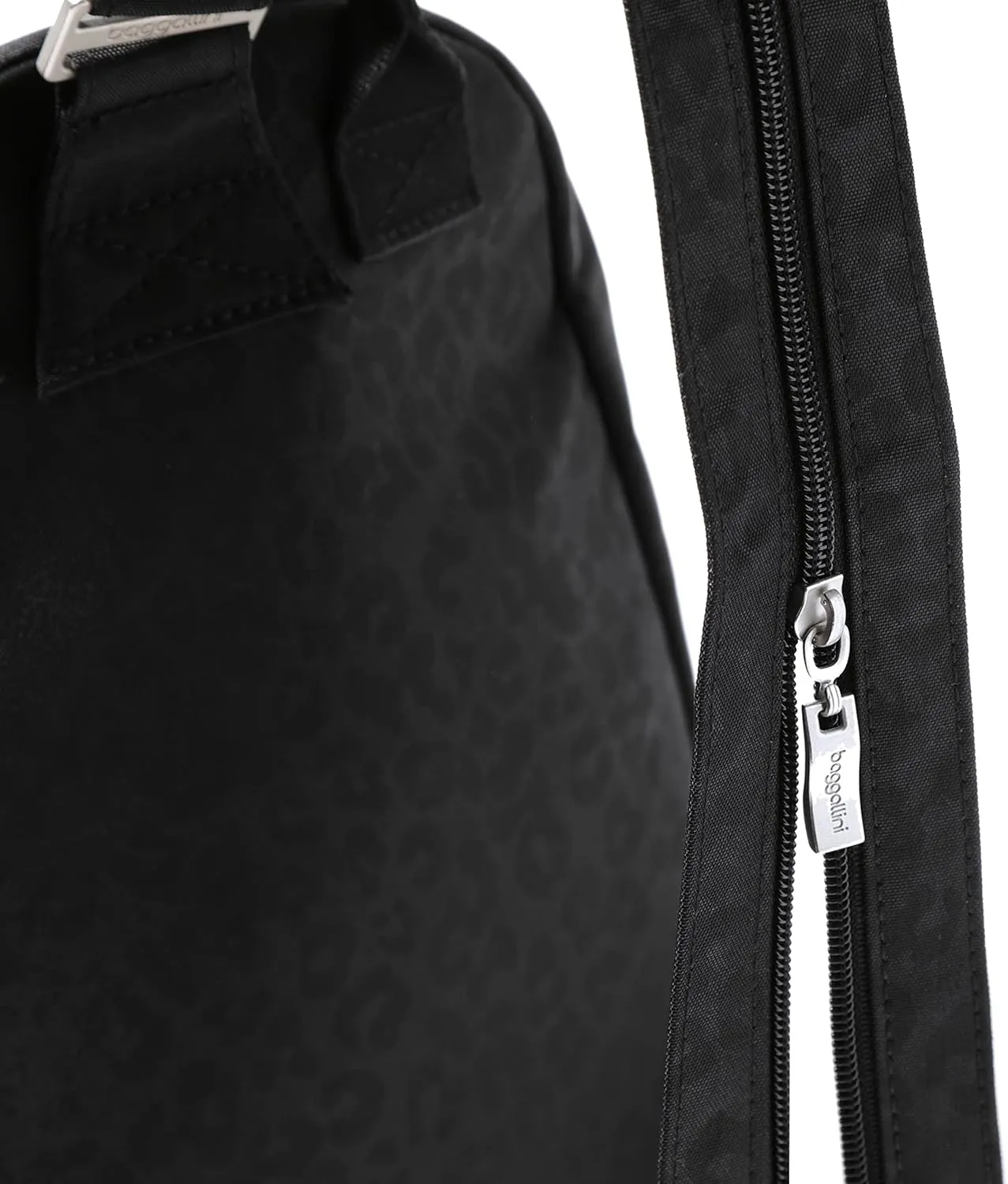Baggallini Naples Convertible Small Daypack Sling Crossbody, Black Cheetah Emboss