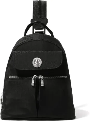 Baggallini Naples Convertible Small Daypack Sling Crossbody, Black Cheetah Emboss