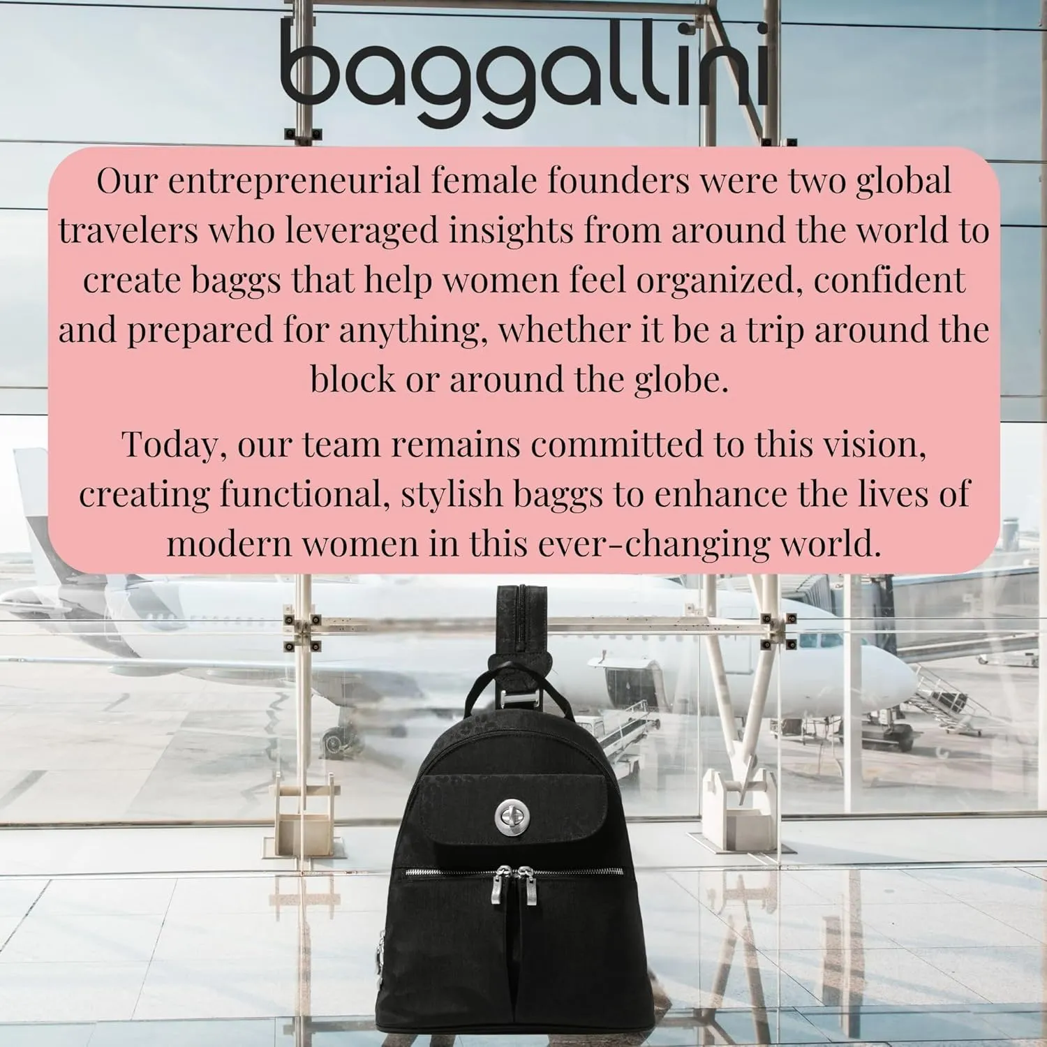 Baggallini Naples Convertible Small Daypack Sling Crossbody, Black Cheetah Emboss