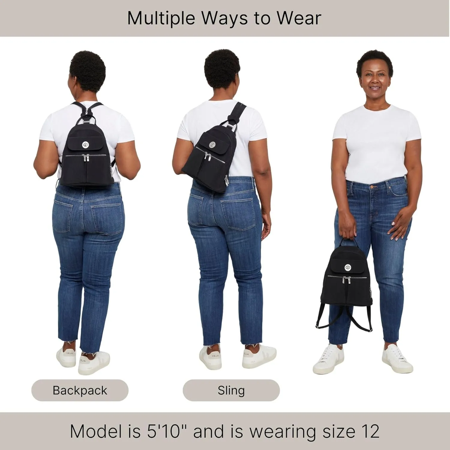 Baggallini Naples Convertible Small Daypack Sling Crossbody, Mulberry Opal