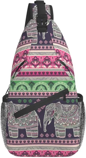 bassyil Elephant Sling Bag Crossbody Travel Hiking Chest Backpack Shoulder Daypack for Women Men