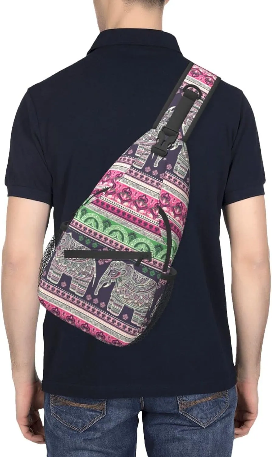 bassyil Elephant Sling Bag Crossbody Travel Hiking Chest Backpack Shoulder Daypack for Women Men