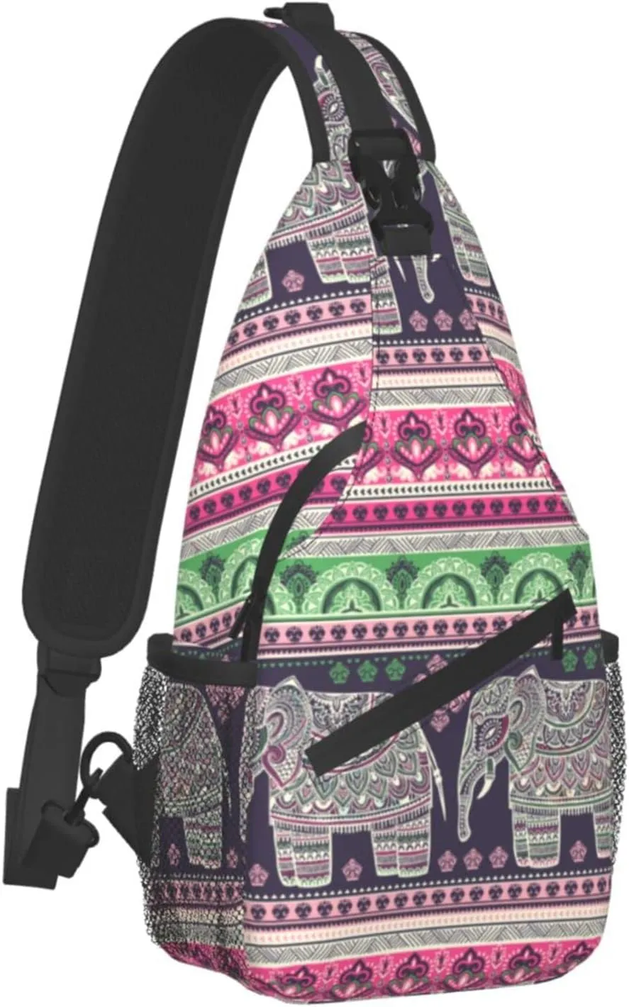 bassyil Elephant Sling Bag Crossbody Travel Hiking Chest Backpack Shoulder Daypack for Women Men