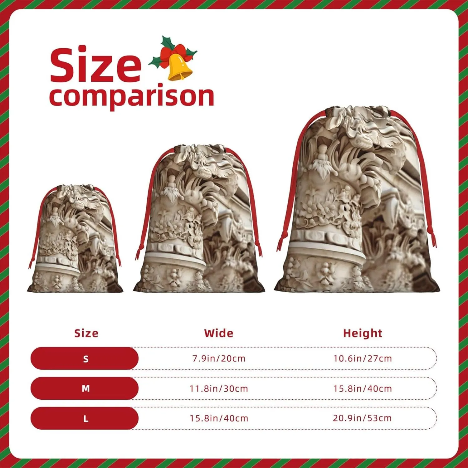 BBEXJIGY Romano Art Print Christmas Drawstring Presents Bag Polyester Storage Bag Party Favor Bag