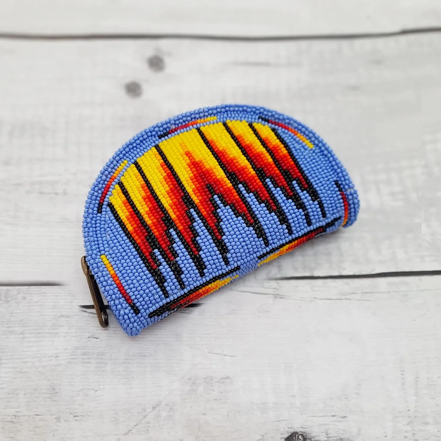 Beaded Coin Purse, Change Purse For Women, Zippered Change Pouch Wallet, Small Leather Pouch, designer key pouch (Cornflower Blue)