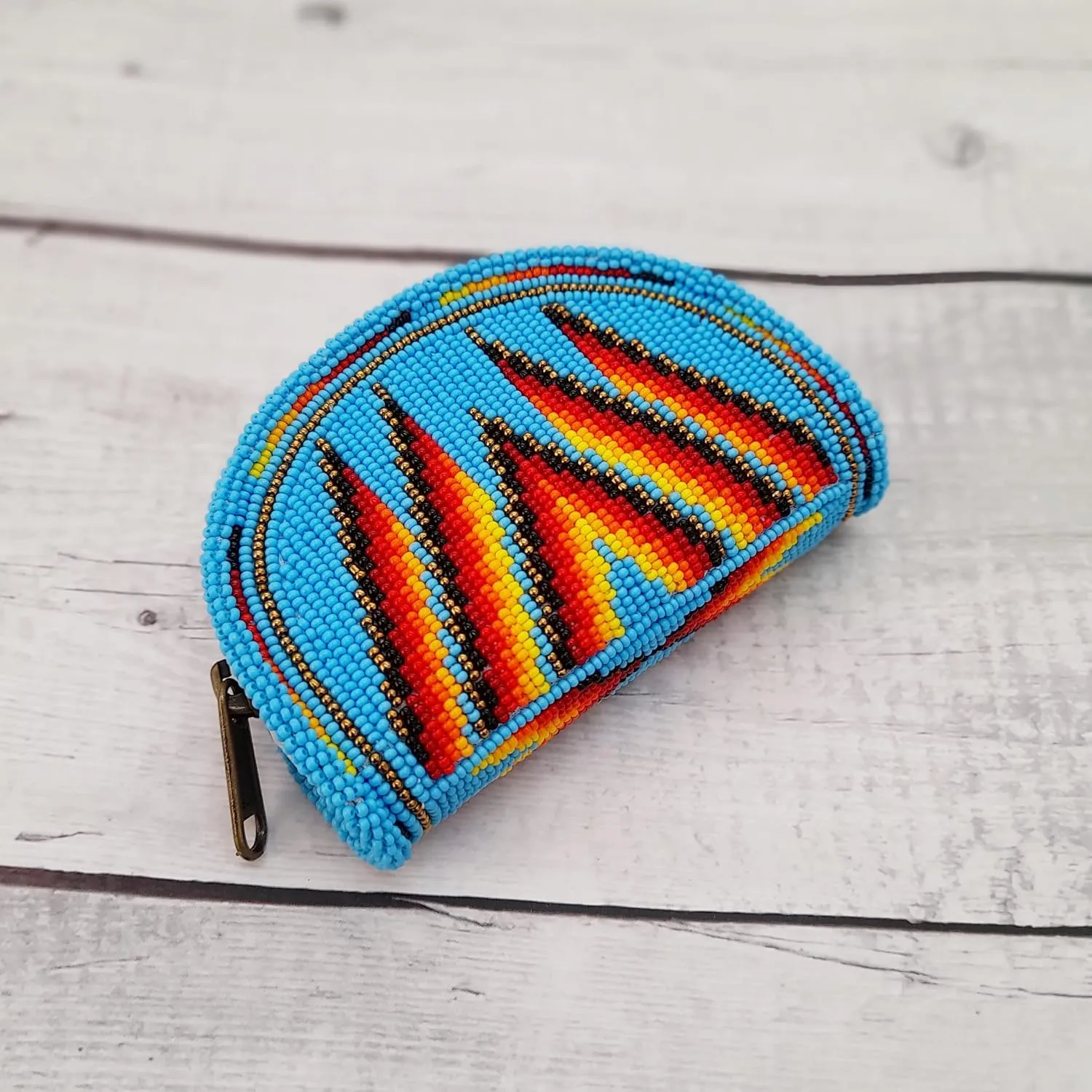 Beaded Coin Purse, Change Purse For Women, Zippered Change Pouch Wallet, Small Leather Pouch, designer key pouch (Skyblue)