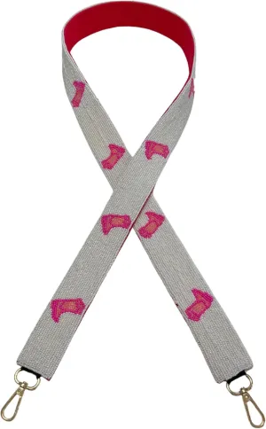 Beaded Purse Strap Pink Cowboy Boots for Handbags | Weekend Nashville Dallas Gold Hardware for Clear Bag Purse Cowgirl White and Gold 49” long Bride